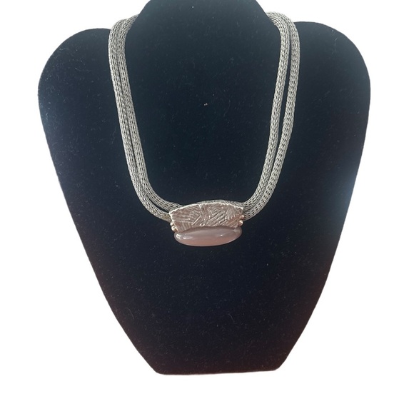 Micki Ravitz Jewelry - Elegant Silver Necklace with Pink Stone
